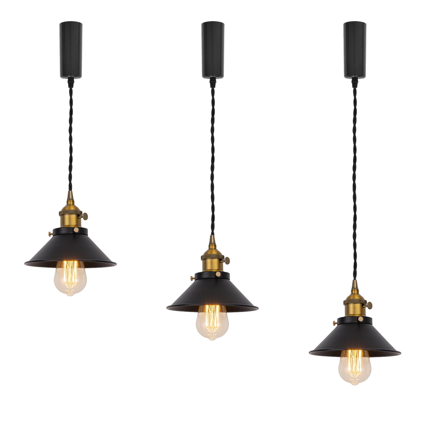 FSLIVING Kanalschienentyp mit Kabelaufbewahrungsbecher, einstellbare Länge, frei mit Schalter, Retro, 1 Licht, Anhänger, Innenbeleuchtung, Café, LED-Glühbirne, kompatibel mit Lampenfassung, Beleuchtungsschiene, E26