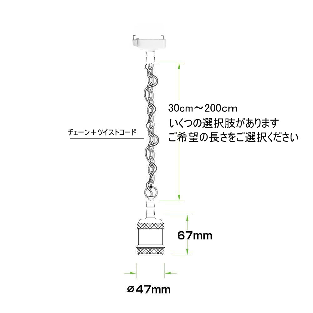 FSLIVING レトロ 引掛けシーリング式 チェーン付き 1灯ペンダント スイッチ付き 黒いコード 真鍮メッキ古仕上げ インテリア照明 カフェ LED電球対応 シーリングライト