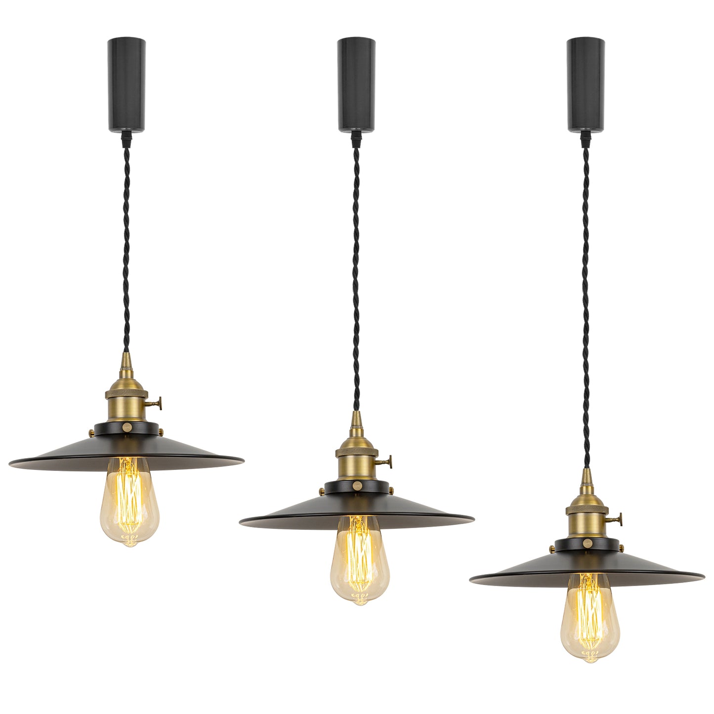 FSLIVING Kanalschienentyp mit Kabelaufbewahrungsbecher, einstellbare Länge, frei mit Schalter, Retro, 1 Licht, Anhänger, Innenbeleuchtung, Café, LED-Glühbirne, kompatibel mit Lampenfassung, Beleuchtungsschiene, E26