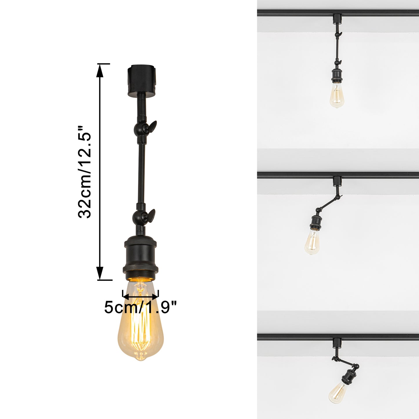 FSLiving ライティングレールライト ダクトレールライト アーム 角度調節可 E26 LED対応 調光対応 レトロ 照明器具 植物ライト