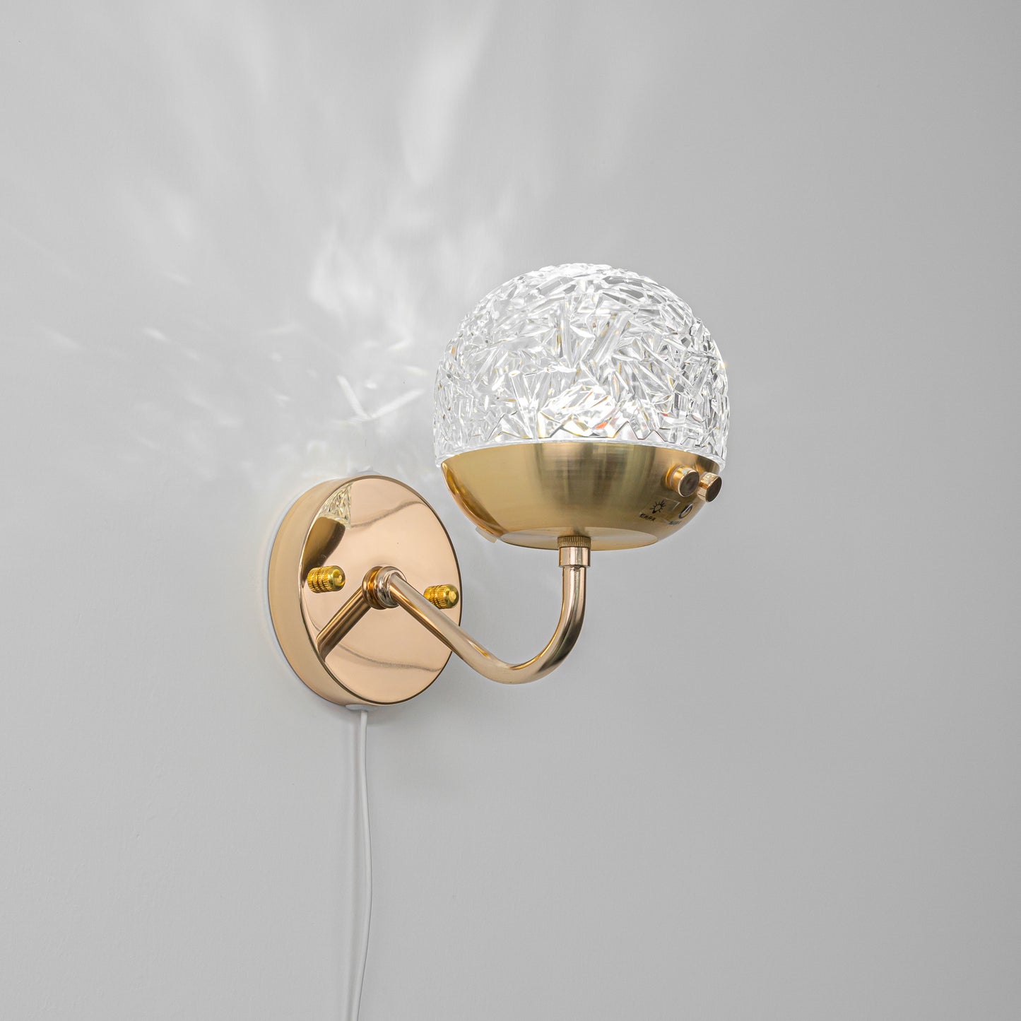 FSLiving 5W 調光対応 水紋 壁掛け照明器具 雰囲気ライト LEDライトゴールド キラキラ かわいい 賃貸対応 穴開け不要 壁掛けフックにて固定 USB式