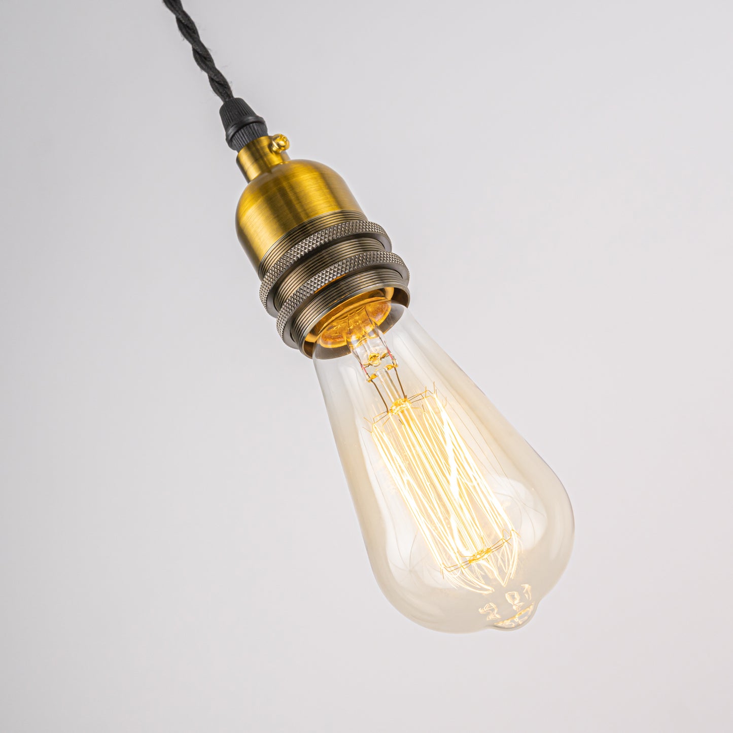 FSLIVING Light Socket with Cord Storage Cup Retro 1 Light Pendant Twisted Cord Brass Plated Old Finish Interior Lighting Cafe LED Bulb Compatible Light Socket Duct Rail Light Lighting Rail Light E26