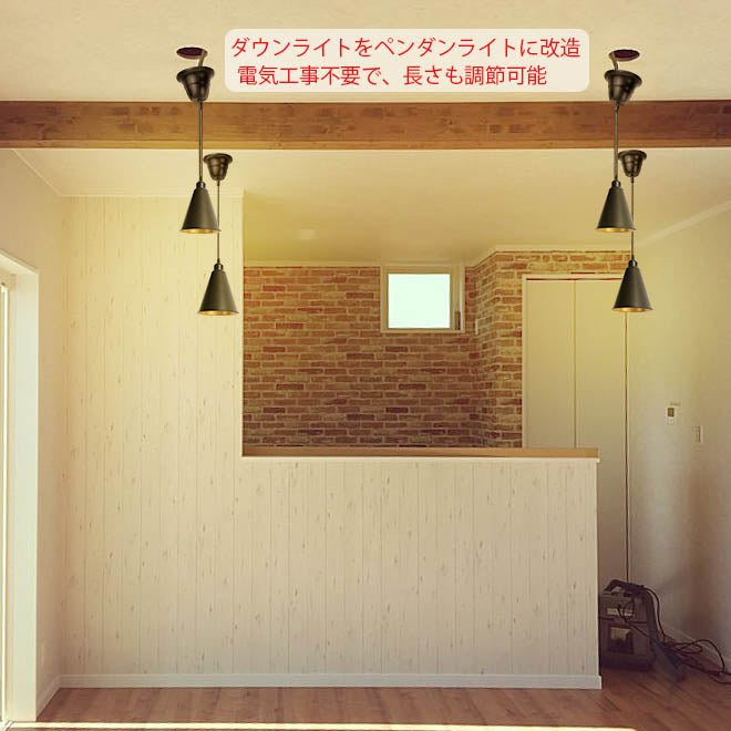 FSLiving カバー付き E26プラグ ダウンライト対応 斜め天井対応 賃貸対応 ダウンライト用ペンダントライト ダウンライトをペンダントライトに変更 レトロ 雰囲気変え 賃貸照明