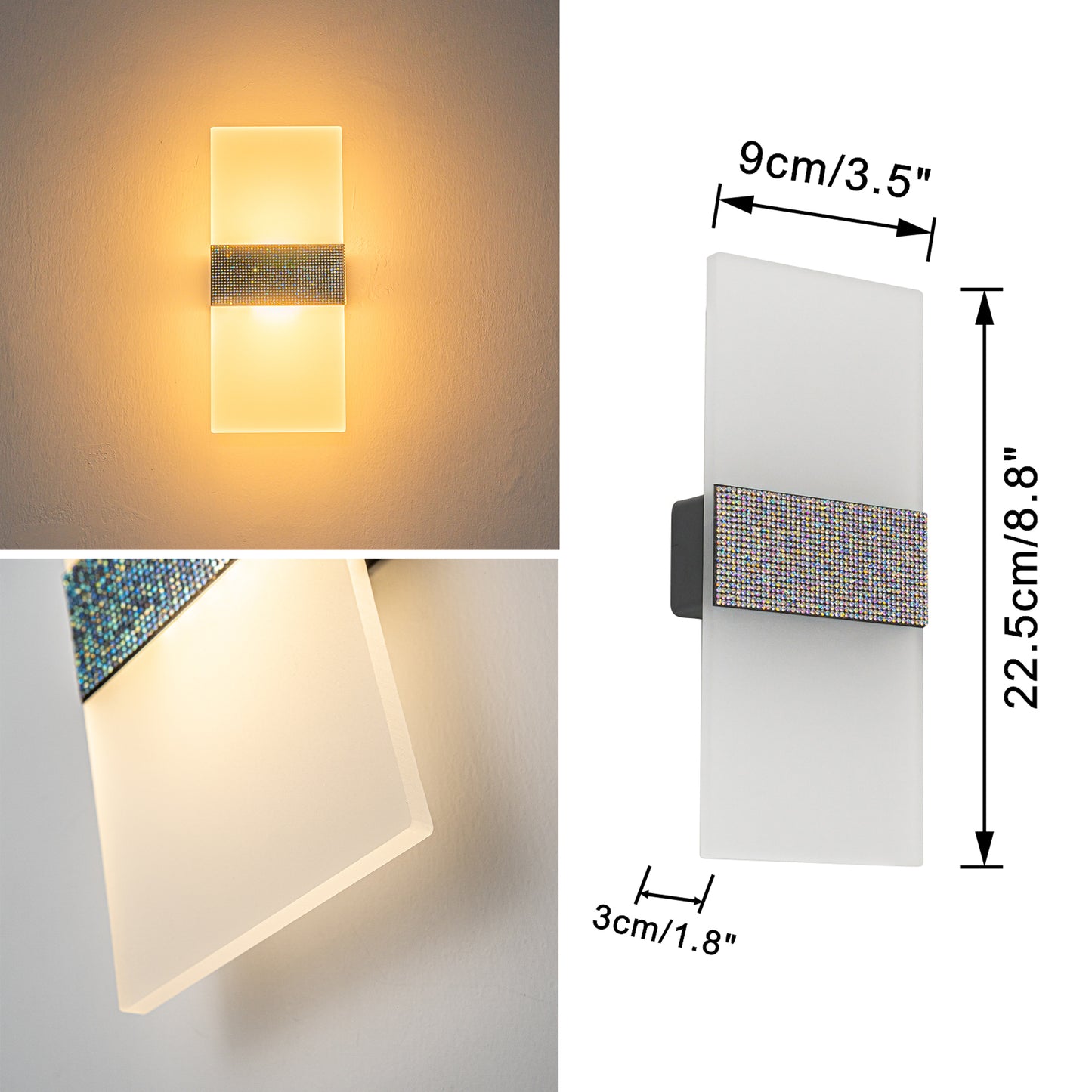 FSLiving 5w電球色 キラキラ LED ブラケットライト ウォールライト 目に優しい 間接照明 卓上ライト ベッドサイドランプ 壁掛けライト 高輝度 省エネ 目に優しい キッチンライトアルミ 屋内照明 ナットライト 授乳ライト 美容院