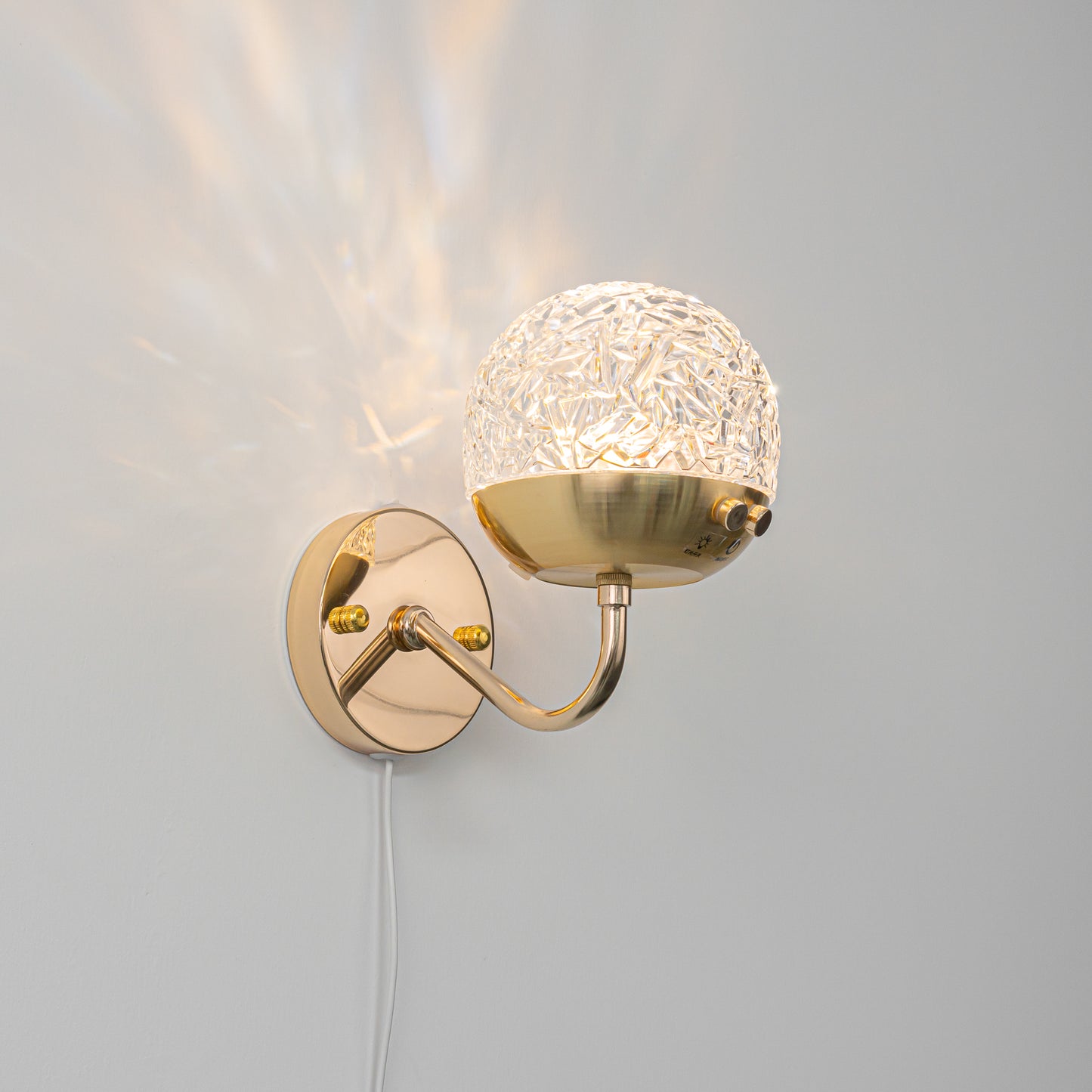 FSLiving 5W 調光対応 水紋 壁掛け照明器具 雰囲気ライト LEDライトゴールド キラキラ かわいい 賃貸対応 穴開け不要 壁掛けフックにて固定 USB式