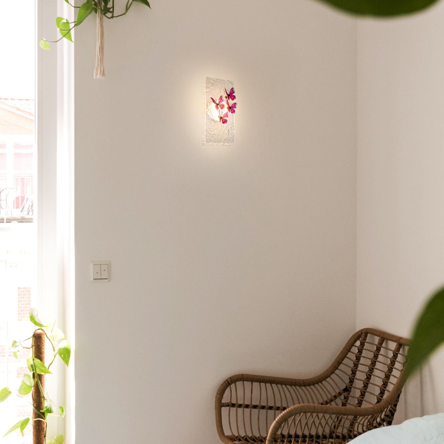 FSLiving かわいい お蝶 水の波紋 大自然 LED 電池式 雰囲気ライト ブラケットライト ウォールライト 目に優しい 間接照明 卓上ライト ベッドサイドランプ 壁掛けライト 目に優しい キッチンライトアルミ 屋内照明 ナットライト 授乳ライト 美容院 工事不要