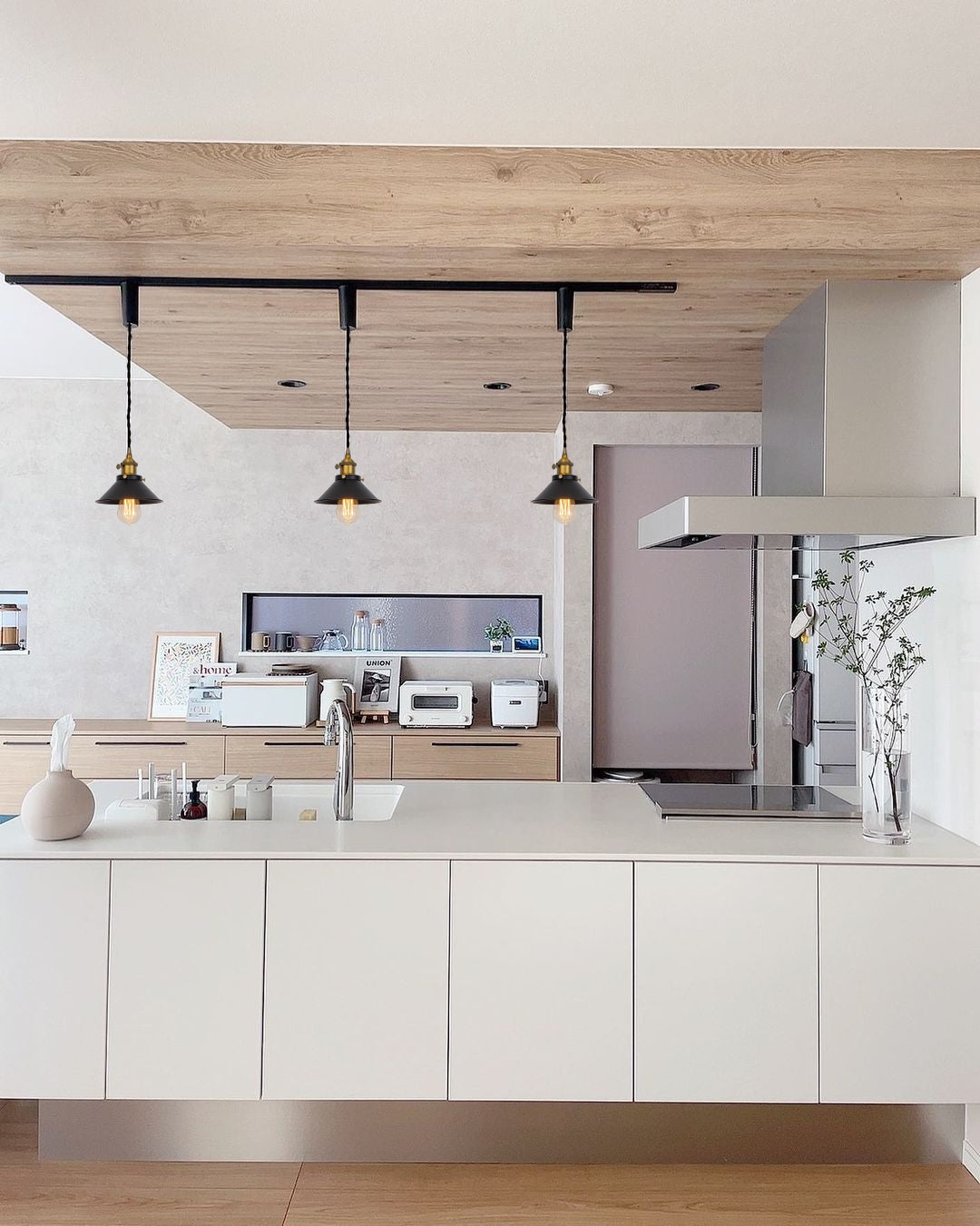 FSLIVING Kanalschienentyp mit Kabelaufbewahrungsbecher, einstellbare Länge, frei mit Schalter, Retro, 1 Licht, Anhänger, Innenbeleuchtung, Café, LED-Glühbirne, kompatibel mit Lampenfassung, Beleuchtungsschiene, E26