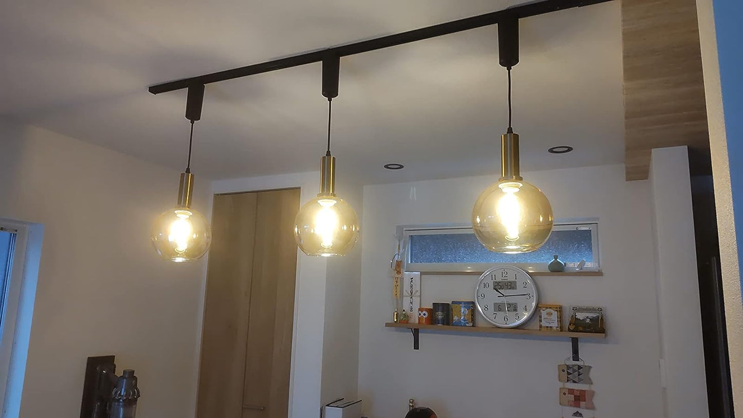 ペンダントライト ガラス ダクトレール式 収納カバー付き 長さ調節可能 おしゃれ led 対応 アンティーク 北欧