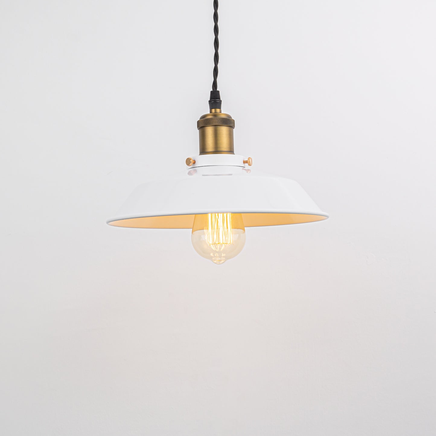 FSLiving カフェー雰囲気 ホワイト ペンダントライト コード収納フレンジ付き 吊り下げ ライト E26 キッチン LED 電気 ダクトレールライト