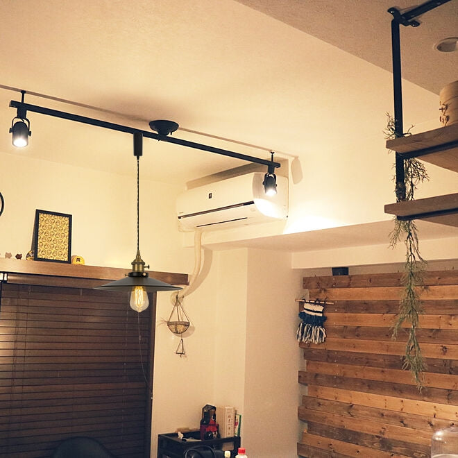 FSLIVING Duct Rail Type with Cord Storage Cup Adjustable Length Freely with Switch Retro 1 Light Pendant Interior Lighting Cafe LED Bulb Compatible Light Socket Lighting Rail Light E26