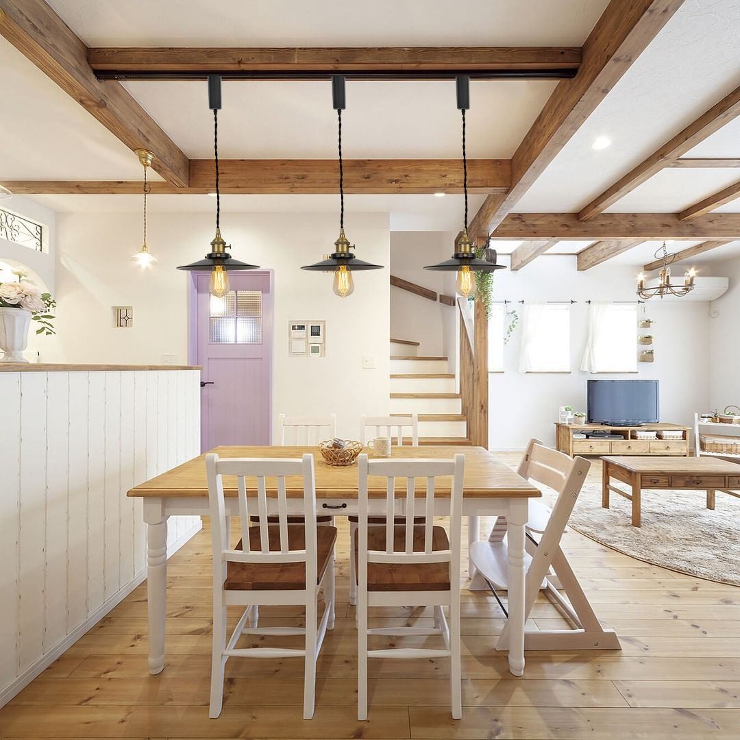FSLIVING Kanalschienentyp mit Kabelaufbewahrungsbecher, einstellbare Länge, frei mit Schalter, Retro, 1 Licht, Anhänger, Innenbeleuchtung, Café, LED-Glühbirne, kompatibel mit Lampenfassung, Beleuchtungsschiene, E26
