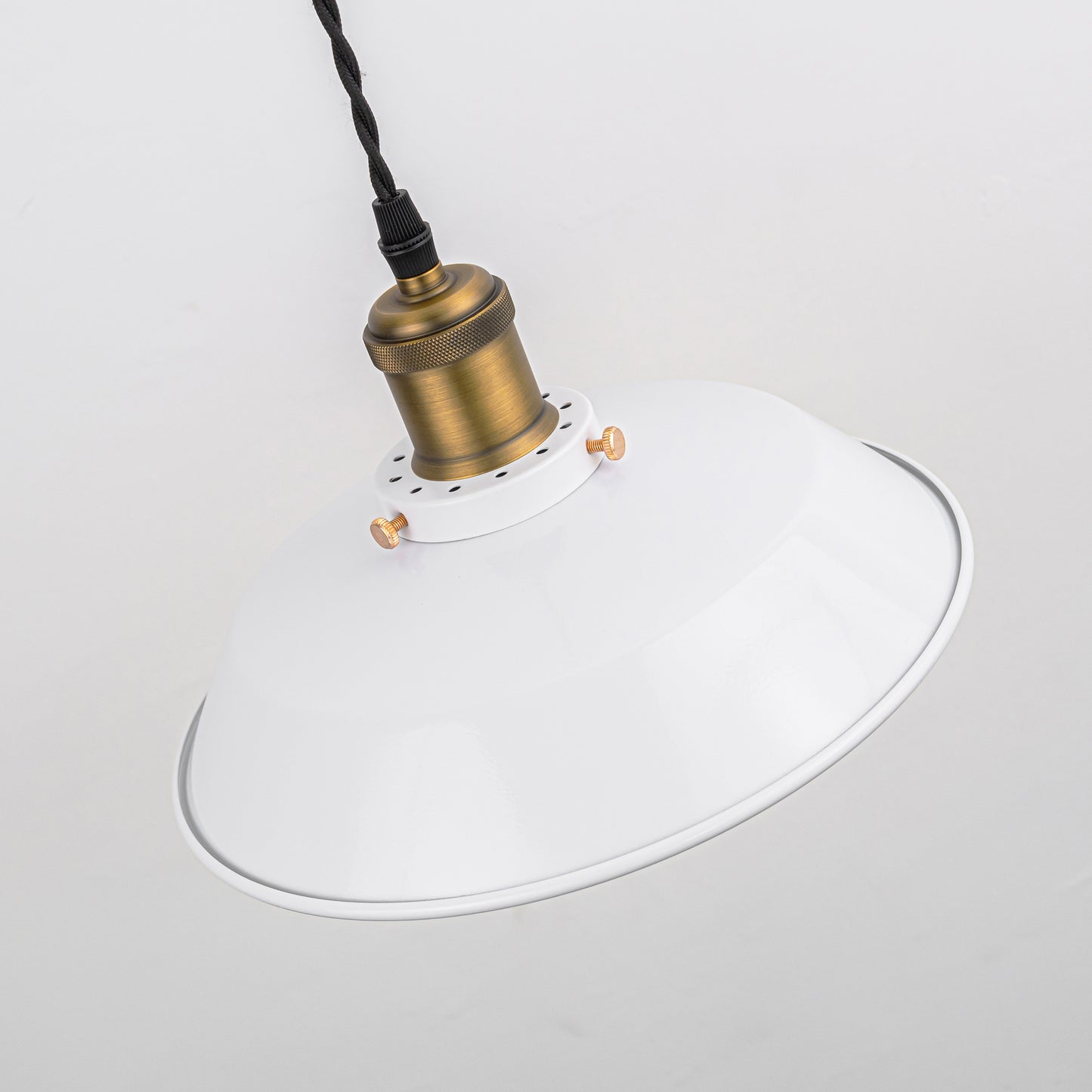 FSLiving カフェー雰囲気 ホワイト ペンダントライト コード収納フレンジ付き 吊り下げ ライト E26 キッチン LED 電気 ダクトレールライト