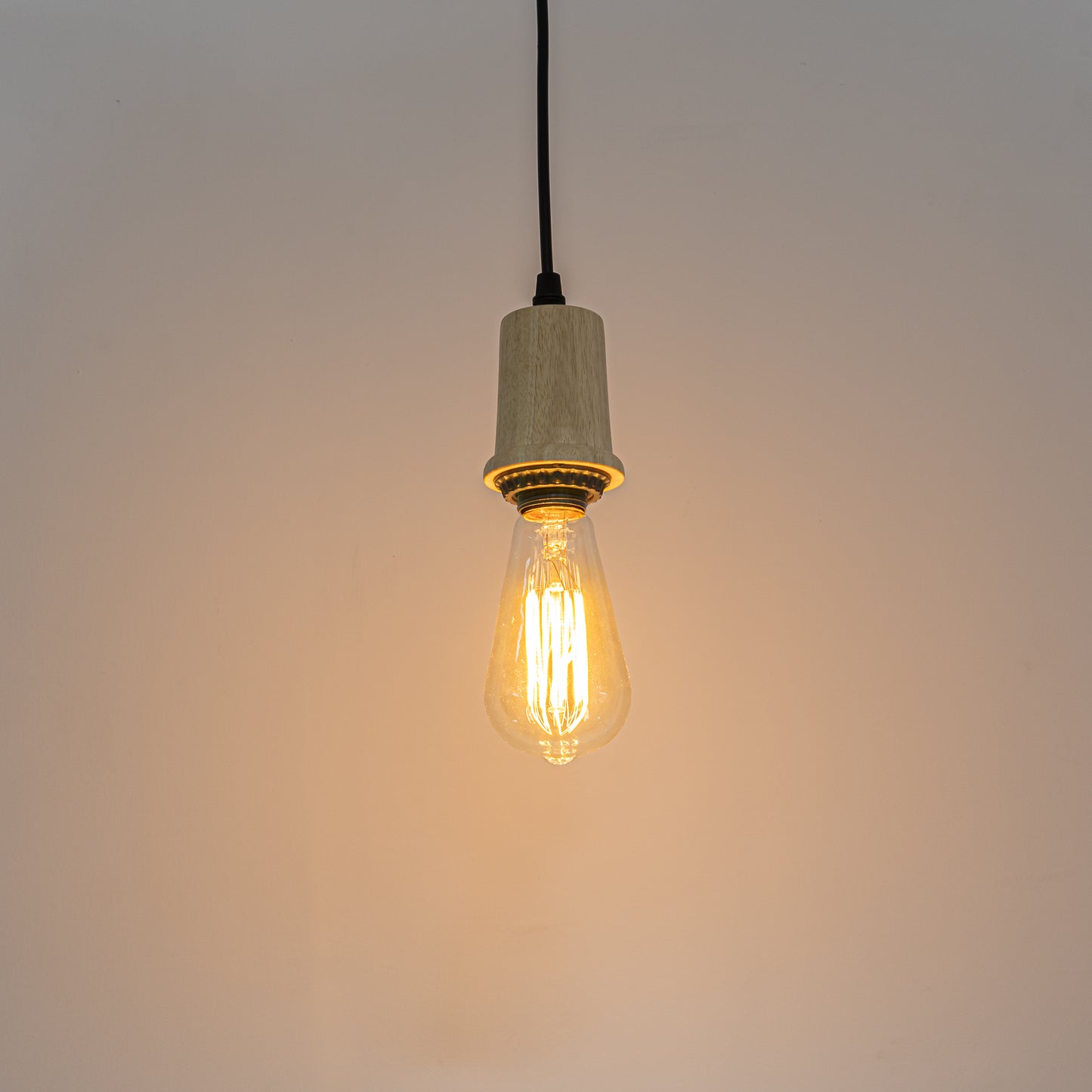 FSLIVING 300cm/600cm コンセント式 木製ソケット 和室 1灯ペンダント ツイストコード インテリア照明 カフェ LED電球対応 E26