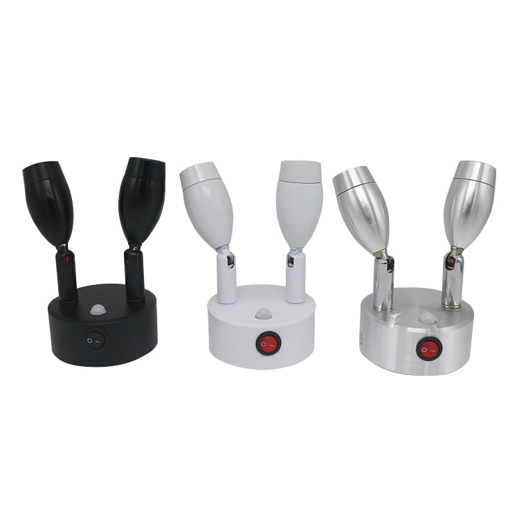 FSLiving Beleuchtungseinheit, 2 Lichter, dimmbar, Mini-Strahler, Schmuckvitrine, Display, Beleuchtungsausrüstung, schwarze Schale, LED-Einheit, Beleuchtungsset, Mini-Pflanzenlicht, LED-Strahler