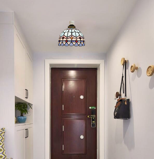 FSLiving Ceiling Light Entrance Lighting Stained Glass Glass Small Ceiling Light Toilet Lighting E26