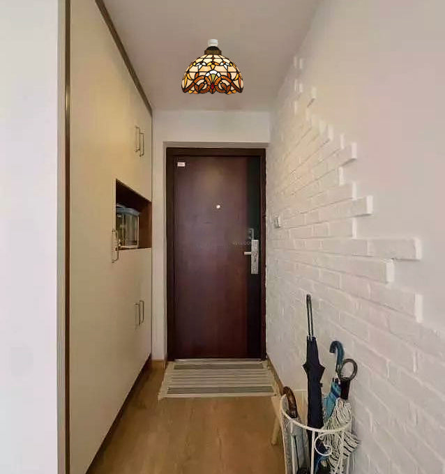 FSLiving Ceiling Light Entrance Lighting Stained Glass Glass Small Ceiling Light Toilet Lighting E26