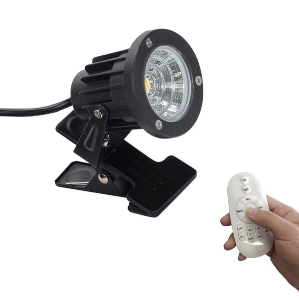 FSLiving 【コード長5m】 7Ｗ リモコン付き 調光対応 発光色も変更可 電球色/昼光色 看板用 黒板用照明 LEDクリップライト スポットライト ピッコロライト  LED クリップライト 防雨型クリップライト 電気スタンド