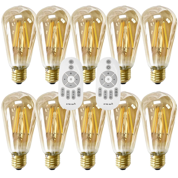 10個セット E26口金 LEDフィラメント電球 600LM 60W形相当 調光 調色 リモコン付き LEDランプ 遠隔操作  広配光タイプ 省エネ 雰囲気