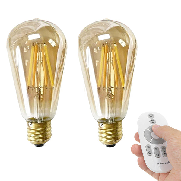 2個セット E26口金 LEDフィラメント電球 600LM 60W形相当 調光 調色 リモコン付き LEDランプ 遠隔操作  広配光タイプ 省エネ 雰囲気