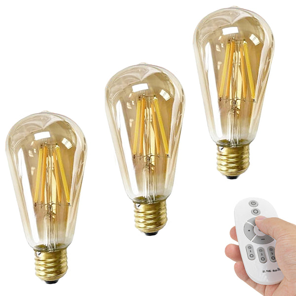 3個セット E26口金 LEDフィラメント電球 600LM 60W形相当 調光 調色 リモコン付き LEDランプ 遠隔操作  広配光タイプ 省エネ 雰囲気
