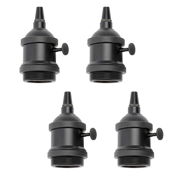 FSliving 4pcs E26 Light Socket, Light Socket with Switch, Bulb Socket, Retro Socket, Lamp Holder, Bulb Holder, Pendant Light, High Temperature Resistant, Edison Bulb Socket, Lamp Converter, Base Lamp, Adapter Converter, LED Compatible, E26 Socket 