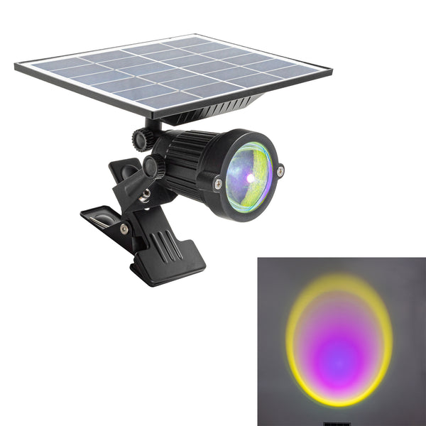 FSLiving 5W Solar Light Clip-on Solar Power Spotlight Red Light Adjustable Waterproof and Portable Easy to Install 5W COB LED Chip for Outdoor/Indoor Balcony Patio Atmosphere Light 