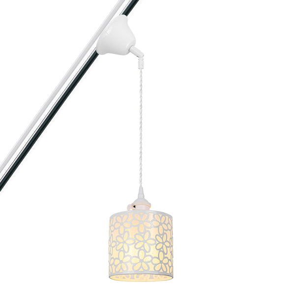 FSLiving Sloped Ceiling Pendant Light, Duct Rail Light, Compatible with Sloped Ceilings, Light Socket, Freely Adjustable Length, E26, Rental Lighting, Retro, Switch Included, White, 017