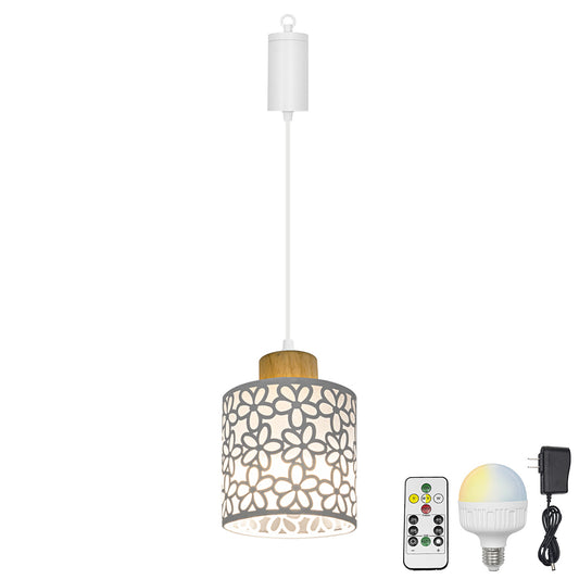 FSLiving ウッド かわいいお花 花びら どこでも取付可能 ペンダントライト 充電式 バッテリー内蔵式照明 調光調色 RGB タイマー リモコン付き 配線不要 電球付属 賃貸対応 ベッドサイドライト 電気工事不要 電池式照明　賃貸照明 コードレス照明 ワイヤレス照明