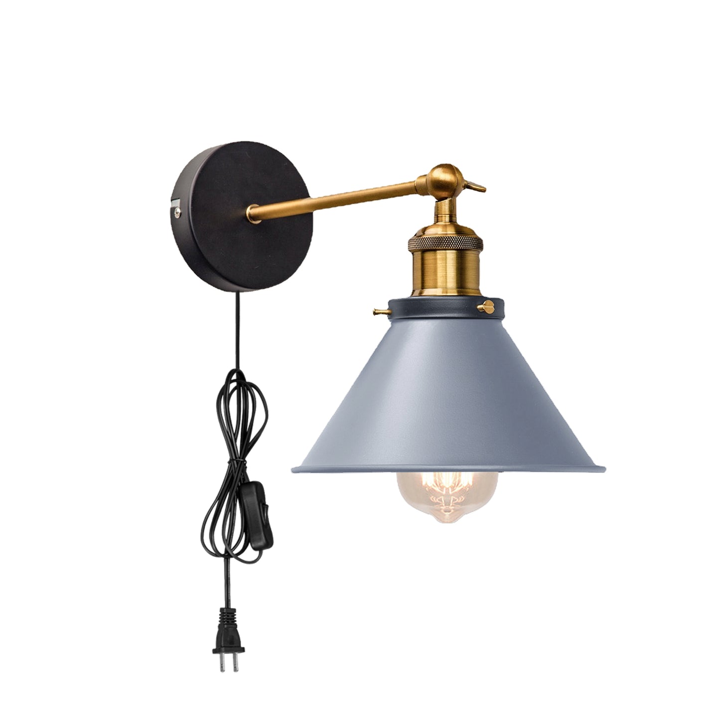 FSLiving Bracket Light, Adjustable Angle, No Drilling Required, Fixed by Wall Hook, Outlet Type, E26 Base with ON/OFF Switch