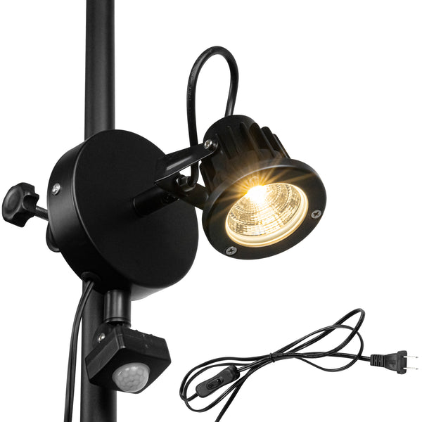 FSLIVING Outdoor sensor light, compatible with tension rods, clip-on spotlight, motion sensor, warm white, no electrical work required, adjustable, clip light, new lifestyle, rental lighting, rental lighting fixtures, LED light 