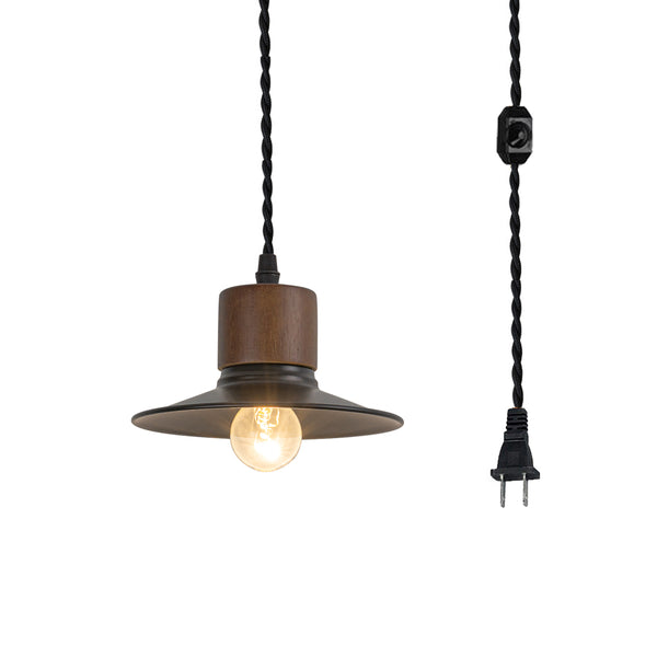 FSLiving Wooden Natural Wood x Black Umbrella Pendant Light Outlet Type Nordic Indirect Lighting Ceiling Lighting LED Compatible e26 Dimmer Included Rental WOOD