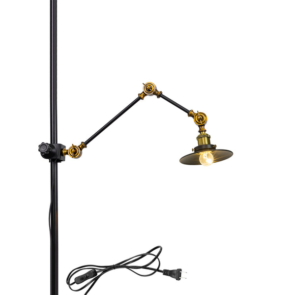 FSLiving 縦アクセサリー対応 ブラケットライト 突っ張り棒対応 アーム式 調節可能 ランプアーム 棒などの縦アクセサリーに固定可能 クリップライト E26 マットブラック レトロ 新生活 賃貸照明 賃貸対応照明器具 BD2788-ZX-DZ17x3