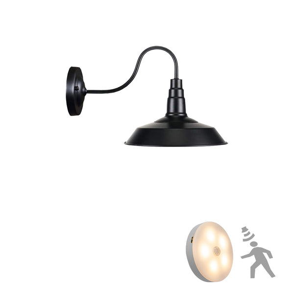 FSLiving  人感センサー付き 充電式 壁に穴開け不要 賃貸対応照明器具 バッテリー内蔵式LED電球付属  電気工事不要 ブラケットライト ウォールランプ 壁掛けフックにて固定  おしゃれ E26口金 取付便利  間接照明 飾り 補足照明