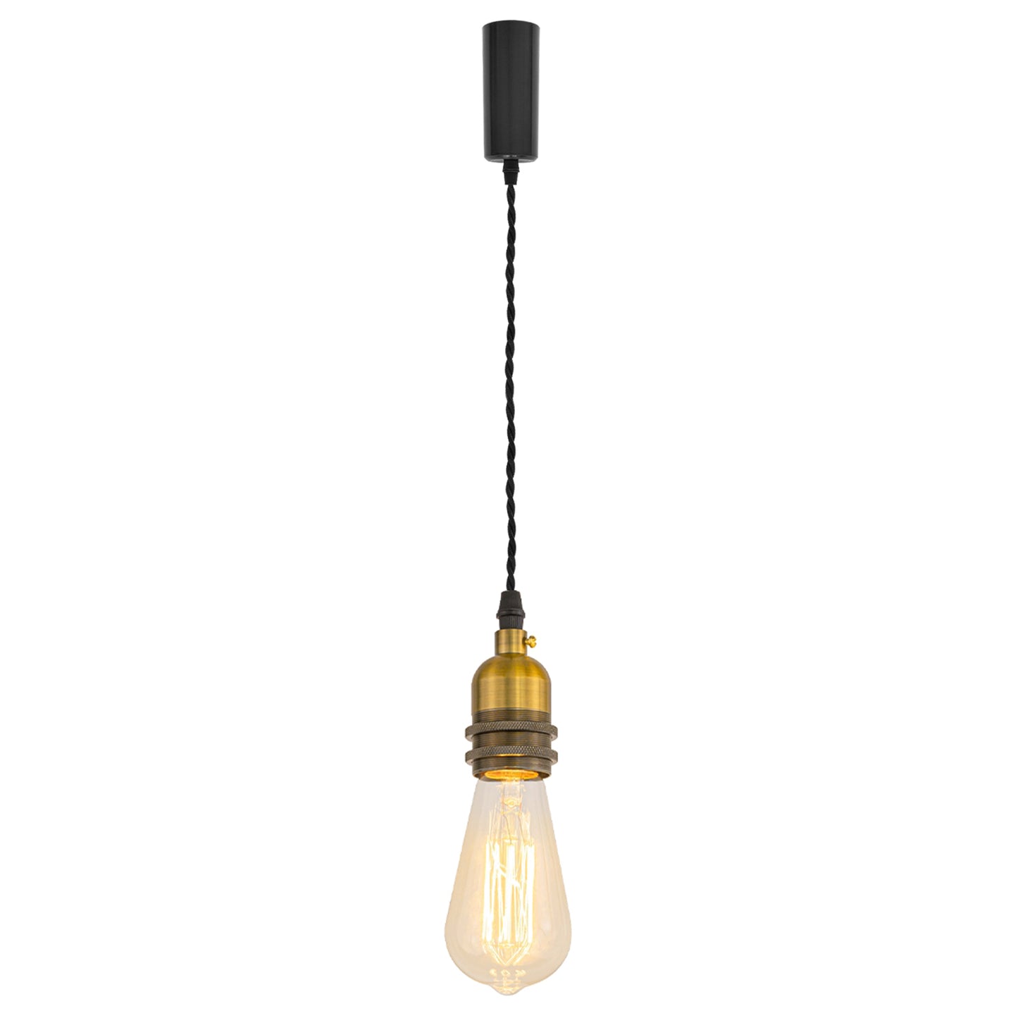 FSLIVING Light Socket with Cord Storage Cup Retro 1 Light Pendant Twisted Cord Brass Plated Old Finish Interior Lighting Cafe LED Bulb Compatible Light Socket Duct Rail Light Lighting Rail Light E26