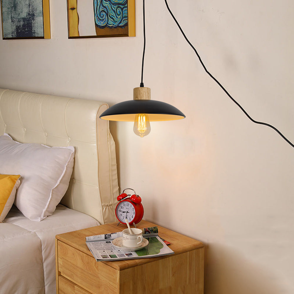 FSLiving 木製  ペンダントライト コンセント式 北欧  間接照明 天井照明 LED対応 e26 調光器付き 賃貸 WOOD