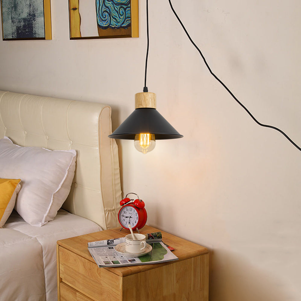 FSLiving 木製  ペンダントライト コンセント式 北欧  間接照明 天井照明 LED対応 e26 調光器付き 賃貸対応