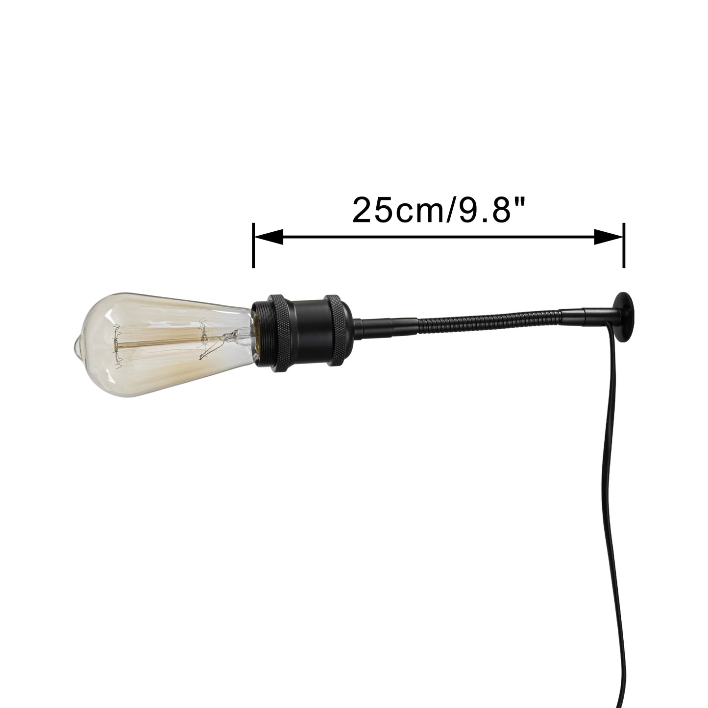 FSLiving ブラケットライト 木棚対応 ミニブラケット（直径3.3cm） 狭い木対応 コード付き壁掛け照明 電球付属 賃貸対応 工事不要 コンセント式  インテリア レトロ 角度調節可能