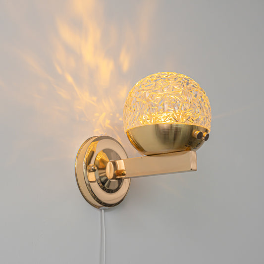 FSLiving 5W  調光対応  水紋 壁掛け照明器具 雰囲気ライト LEDライトゴールド キラキラ かわいい   賃貸対応  穴開け不要 壁掛けフックにて固定 USB式