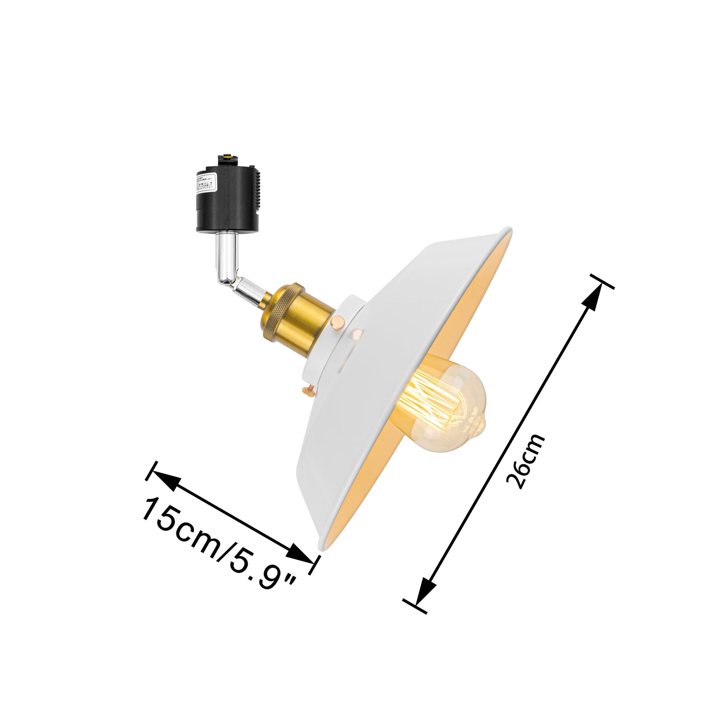 FSLiving ホワイト レトロ LEDスポットライトダクトレール用 スポットライトダクトレール用 E26口金 照射角度調節可能 ライティングレール照明器具