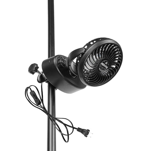 FSLIVING 植物用サーキュレーター 送風機 コード付き コンセント式 クリップ式 取り付け簡単 植物育成用 風力調節可 左右自動首振り 本体もコードもオン・オフスイッチ付き 観葉植物 簡約 角度調節可 工事不要 空気循環 ブラック プランターラック適用