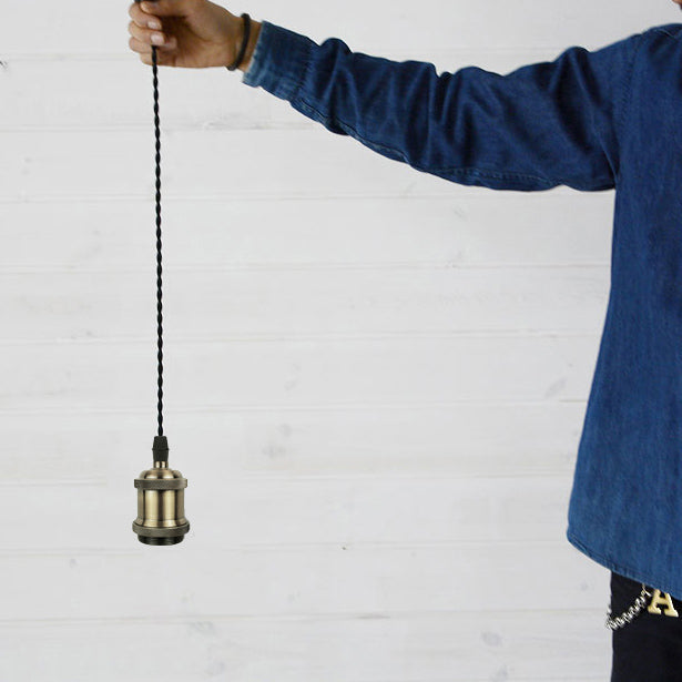 FSLIVING レトロ １灯ペンダント コンセント式(4.5m) 吊り下げ高さ調節可 調光スイッチ付き 調光電球対応古アンティーク紐  インテリア照明 カフェ ブロンズ
