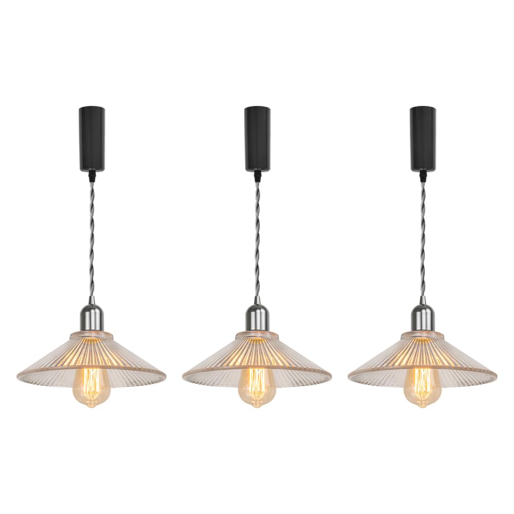 KIVEN3個パックレトロペンダントライト裏面はゴールド色長さ調節可