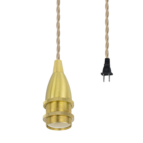 FSLIVING E17 真鍮ソケット カフェ レトロ ペンダントライト 1灯ペンダント コンセント式 真鍮メッキ インテリア照明 LED電球対応 真鍮口金