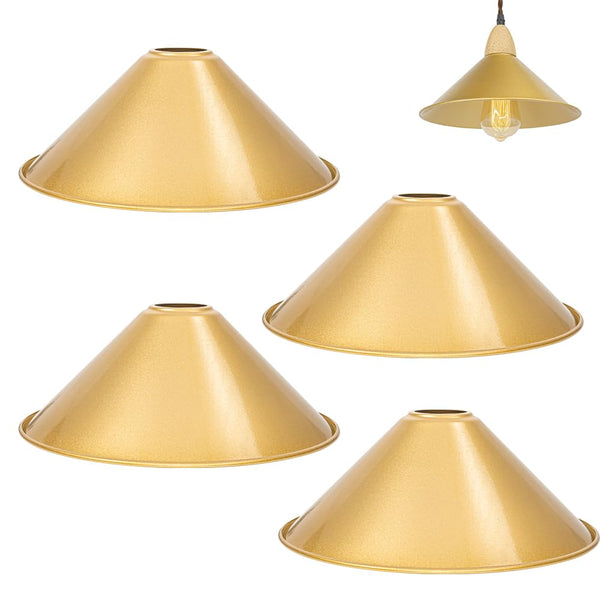 FSLiving 4個パック 交換用 ゴールド ランプシェード ペンダントライト用 スチール レトロ gold 直径26cm