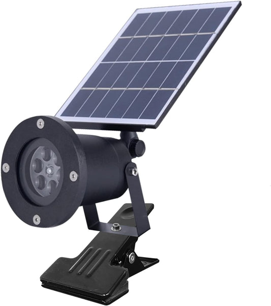 FSLiving ソーラーライト クリップ式 簡潔なソーラーパワー スポットライト レッドライト 調整可能 防水およびポータブル 設置が簡単 屋外/屋内用5W COB LEDチップ バルコニー パティオ HWD0177
