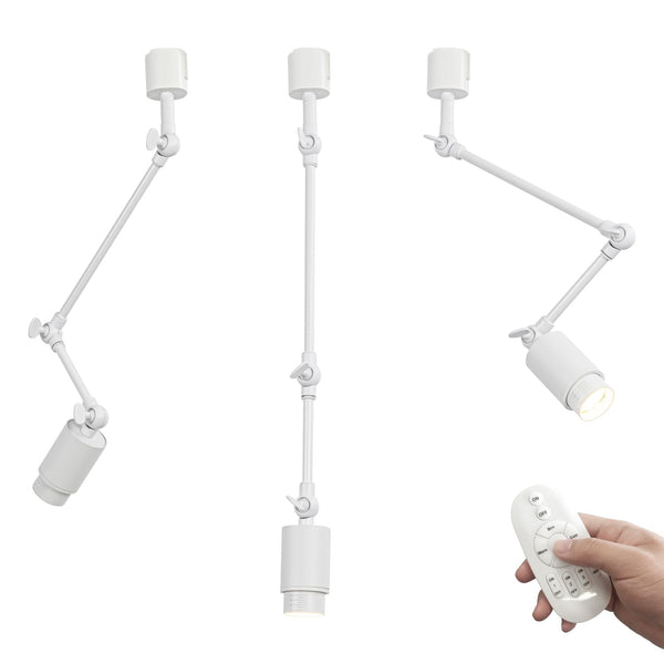 FSLiving 3個入り ダクトレールライト ライティングレール用 アームつき 角度調節可 ダクトレール式 リモコンつき 調光調色可 自然光・電球色・昼光色 玄関や客室適用 ホワイト