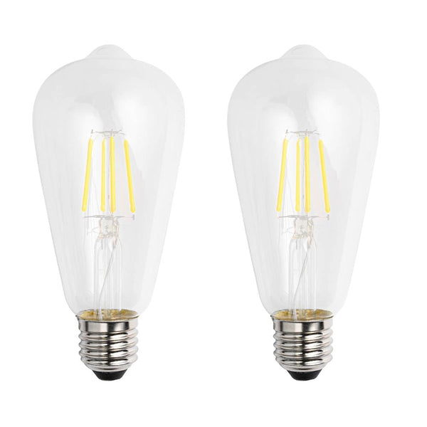 FSLiving 2個入 DC 5ボルト 2700k 4W LED フィラメント ST64 電球 E26 ミディアムベース ランプ 低いボルテージ ボート ソーラー レトロ エジソン 5V 調光対応