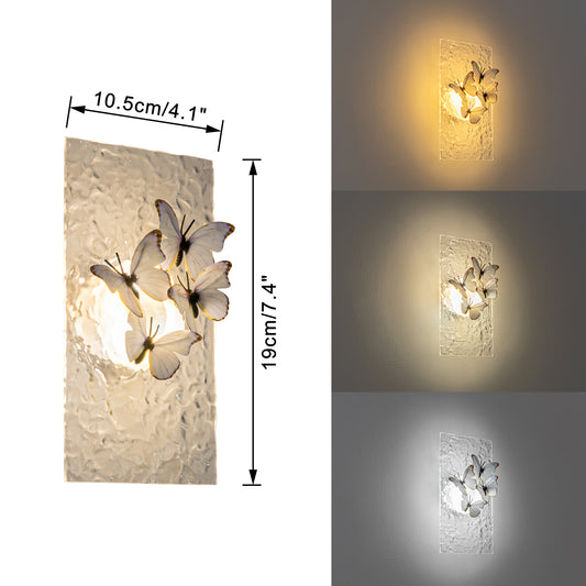 FSLiving かわいい お蝶 水の波紋 大自然 LED 電池式 リモコン付き 雰囲気ライト ブラケットライト ウォールライト  目に優しい 間接照明 卓上ライト ベッドサイドランプ 壁掛けライト  目に優しい キッチンライトアルミ 屋内照明 ナットライト 授乳ライト 美容院 工事不要 ナイトライト