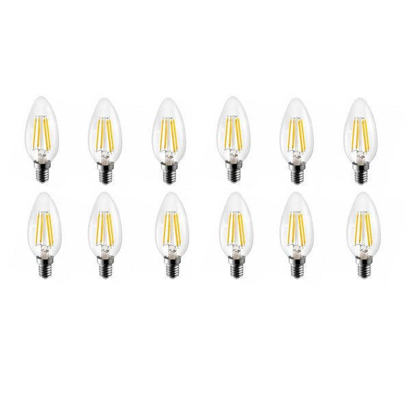 FSLiving 12個入り　LED電球　フィラメント　40W相当　電球色　省エネルギー　全配光　E17口金　調光器対応