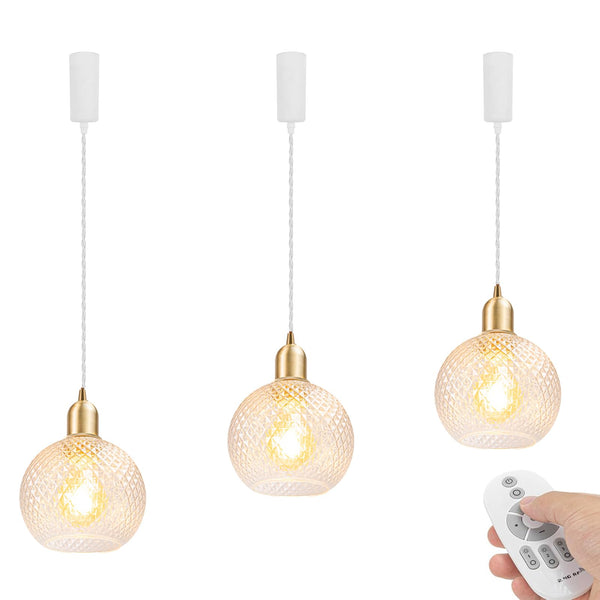 FSLiving 3個パック 調光調色 LED電球付属 ガラスペンダントライト 長さ調節可 コード収納カップ付き インテリア照明 北欧 ペンダントランプ おしゃれ インテリア用 照明器具 吊り下げ ライト E26 キッチン ダクトレールライト